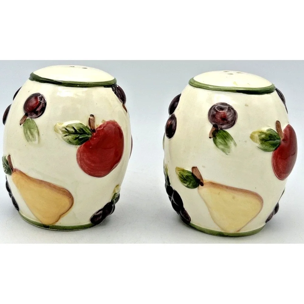 VTG Fruit Salt & Pepper Shakers Ceramic Colorful Read Description